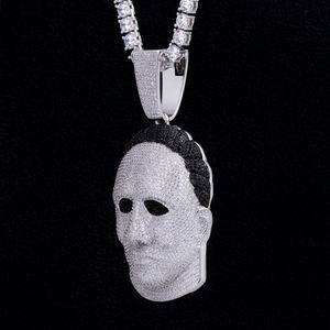 Colgante de Máscara de Michael Myers Plateado con Micro Pavé de Zirconia, Joyería Hiphop, Regalo Unisex - Product Image 1