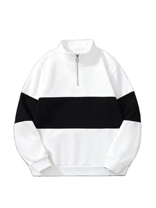 เสื้อฮู้ดผู้ชายผ้าฝ้าย 100% ทรงโอเวอร์ไซส์ สีตัดต่อ สวมใส่สบาย เหมาะสำหรับฤดูหนาว ทรงปกติ ผ้าเฟรนช์เทอร์รี่ถัก - Product Image 2
