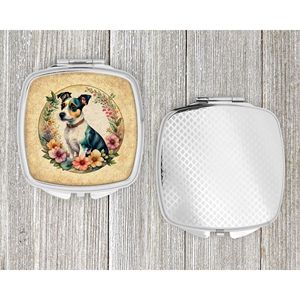 <b>Compact</b> Folding Handheld Makeup <b>Mirror</b> Jack Russell Terrier Flowers Decorative Travel <b>Mirror</b> Women's & Girls' Gift - Product Image 4