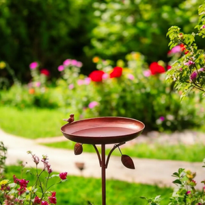 Bain d'oiseaux cascade rectangulaire en fer rustique vintage avec piquet pour la décoration extérieure de jardin, de cour et de terrasse - Product Image 6