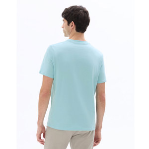 T-shirt pour homme bleu clair à manches courtes, col rond, coupe classique, décontracté, 100% coton jersey, teinture unie, couleur unie - Product Image 6
