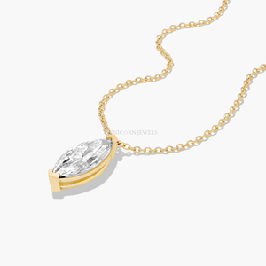 Collier pendentif en diamant de laboratoire taille marquise certifié IGI, or jaune 18 carats, solitaire à griffes - Product Image 5