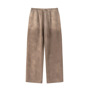 <b>Men's</b> Dark Gray Cotton Sweatpants Elastic Waist Drawstring Loose Straight Leg Casual <b>Pants</b> - Product Image 5