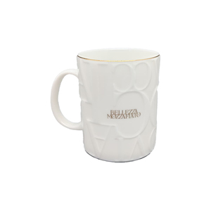 Mug en céramique gaufré blanc mat de style nordique 11oz avec bordure dorée en porcelaine fine, emballage de luxe haut de gamme - Product Image 1