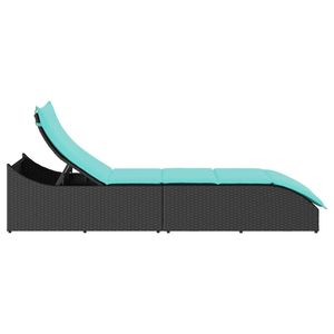 Chaise longue pliante en rotin PE noir standard, acier thermolaqué - Product Image 6