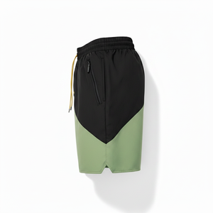 Slumb Color Blocked Men's Board <b>Shorts</b> With Front Logo Print <b>Quick</b> <b>Dry</b> Drawstring Mid Waist Street Style 100% Polyester - Product Image 4