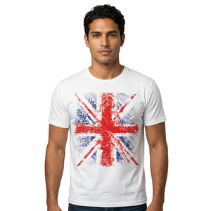 Camiseta Blanca de Manga Corta para Hombre con Estampado, Cuello Redondo, Corte Regular, Algodón Jersey - Product Image 3
