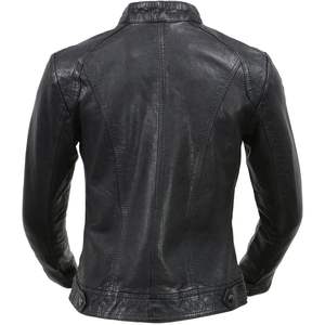 Chaqueta de Cuero Vintage SFL2811 para Mujer 2025, Negra con Cierre Frontal, Estilo Casual para Otoño, Ligera y con Patrón Sólido - Product Image 4