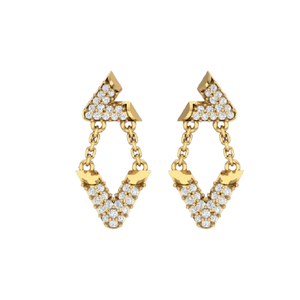 Pendientes de Aro de Oro Sólido de 14K y 18K con Diamantes - Corte Redondo Brillante, Elegantes para Uso Diario, Joyería, Aros, Pendientes Colgantes - Product Image 1