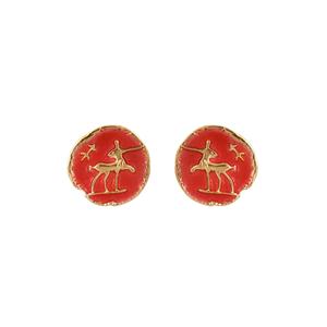 Mancuernillas de Lujo con Diseño de Ciervo en Esmalte Rojo y Baño de Oro para Hombre, Accesorios Formales para Camisa, Regalo de Boda o Negocios - Product Image 1