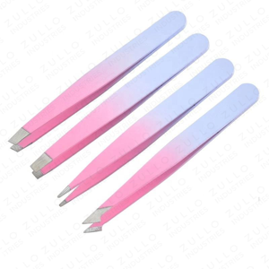 Juego de 4 Pinzas para Cejas de Acero Inoxidable con Punta Inclinada, Recubrimiento Degradado Rosa y Morado, Herramientas de Belleza de Precisión OEM - Product Image 4
