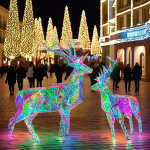 Décoration de Noël d'extérieur, motif exquis, forme d'animal colorée, grande lumière LED 3D, renne, commande par application, RGB, IP68, alimenté par courant alternatif - Product Image 1