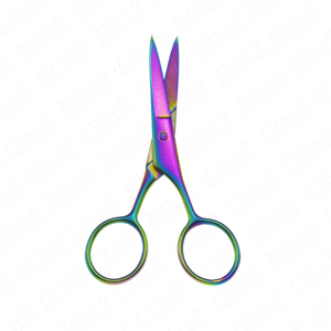 Ciseaux de manucure en acier inoxydable arc-en-ciel, lame droite, manche rond, pointe affûtée, coupe-ongles durable, 8,8 cm, coupe-ongles de précision - Product Image 2