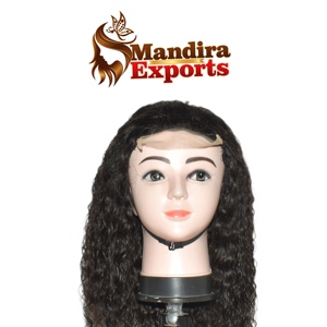 Extensiones de Cabello Humano Remy Indio Natural Ondulado sin Procesar 100% Cabello de Templo Premium Fusion Wig con Doble Trama a Máquina - Product Image 1