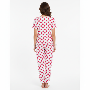 Pyjama d'été pour homme en jersey 100 % coton, grande taille, personnalisable avec logo, motif à pois, haute qualité, doux - Product Image 5