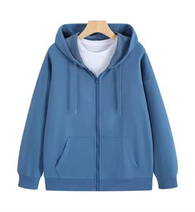 Sweat-shirts à capuche unisexes à fermeture éclair intégrale, personnalisables avec logo imprimé, couleur unie, pour hommes et femmes, vente en gros ODM/OEM, best-sellers hiver - Product Image 3