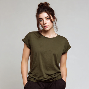 Camisetas Casuales Extra Grandes para Mujer, Hombros Caídos, 100% Algodón Poliéster, Camiseta de Verano, Camiseta Holgada de Manga Corta para Mujer - Product Image 3