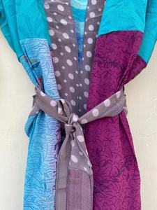 Resort Wear Crape Silk Kimono Robe Bohème Soie Sari Robe Party Wear Beach Wear - Product Image 3