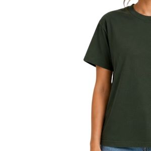 Customized Forest Green Women Crew Neck Minimal <b>Leaf</b> Embroidery T Shirt Casual Soft Breathable Summer Custom OEM Fashion Tee Top - Product Image 3