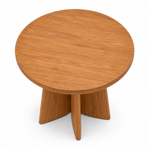 Table à manger scandinave moderne en teck massif, base sculpturale à trois pieds, écologique, imperméable, durable, 2 places, pour école - Product Image 3