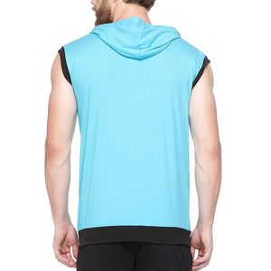 Débardeur à capuche zippé personnalisé brodé pour homme, en coton, respirant, imperméable, avec poches, idéal pour l'entraînement printanier et l'été - Product Image 4