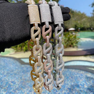 สร้อยคอคิวบาแบบกำหนดเอง สไตล์ฮิปฮอป เงินสเตอร์ลิง ชุบทอง ประดับโมอิสซาไนต์ ดีไซน์แบบกริด สำหรับผู้ชายและผู้หญิง สตรีทแวร์ - Product Image 4