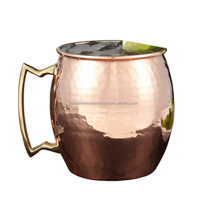 Mug en cuivre martelé de qualité supérieure avec poignée et finition polie, idéal pour la boisson et l'utilisation en cuisine, anti-fuite. - Product Image 1