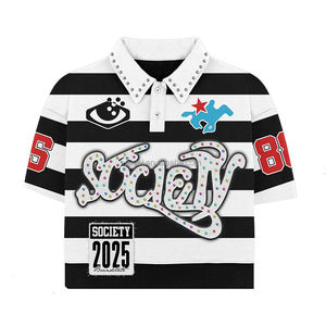 เสื้อโปโลผู้ชาย Nesta Sports Designer ปักลายเพชร ผ้าฝ้ายสั่งทำพิเศษ ทรงครอป บ็อกซี่ สีแดงทับทิม แขนสั้น - Product Image 2