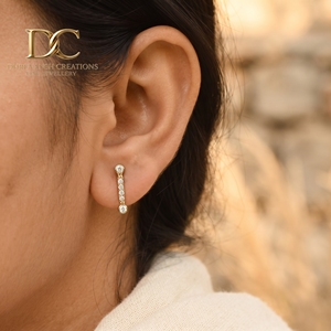 Modernos Pendientes Colgantes de Diamantes Cultivados en Laboratorio con Corte Redondo en Oro Amarillo Sólido de 14 Quilates, Certificados por IGI, Elegantes para Regalo o Uso Diario - Product Image 5