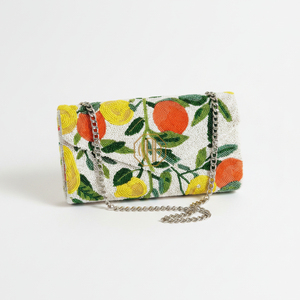 Pochette élégante ornée de perles florales avec chaîne et fermeture à rabat pour les soirées - Product Image 1