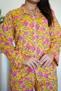 Pijama de algodón para mujer, camisón de verano para la playa, camisón de algodón suave estampado, camisón con botones, camisa de pijama estampada - Product Image 4