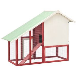 Conigliera in legno massello in rosso e bianco 55.1 "x 24.8" x 47.2 "mobili per la casa per animali domestici - Product Image 4