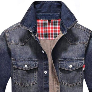 Camisa de mezclilla para hombre, manga larga, color liso, cuello vuelto, ajuste casual regular, algodón lavado a la piedra, bolsillos con pespuntes. - Product Image 6