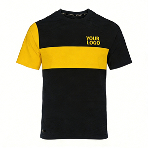 Unisex <b>Black</b> Yellow Color Blocked Soccer Jersey Short Sleeve V-neck Moisture Wicking Polyester Custom Logo Front Print 3D - Product Image 1