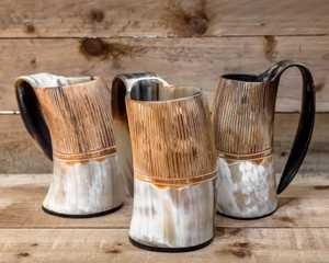 Taza de Cuerno de Búfalo Hecha a Mano, Forma Natural, Pulida, Duradera, Moderna, Apta para Alimentos, Decoración para el Hogar - Product Image 1
