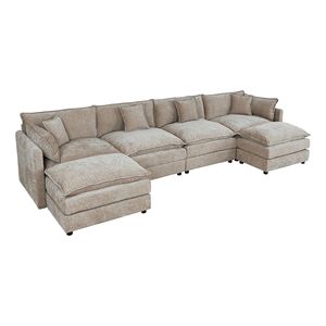 Set di Quattro Divani Color Caramello per Soggiorno con Due Poggiapiedi 2187 - Product Image 6