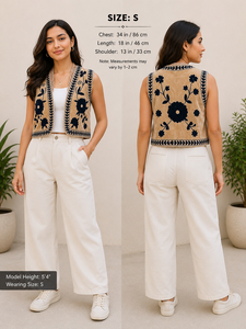 Nueva llegada: Chaleco vintage de terciopelo bordado floral Suzani Kantha, chaqueta corta india para mujer con logo frontal, textil Rajasthani. - Product Image 4