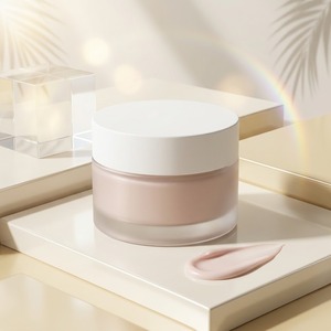 SPF50 Tinted Moisturizer <b>Sunscreen</b> Face Cream Brightening Glow OEM Private Label Glass Bottle MOQ 700 - Product Image 2