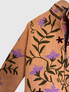 Veste en velours brodée de fleurs, col mandarin, manches longues, grande taille, vêtements d'hiver pour femmes, style élégant - Product Image 6