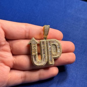 Custom Pass Diamond Tester Hip Hop Moissanite Letter Pendant 925 Silver Fully Iced Out <b>Chain</b> <b>Name</b> Custom Moissanite Pendant - Product Image 1