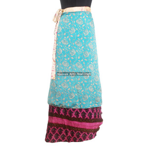 Falda Larga de Seda Hippie de 2 Capas para Niña, Falda Larga Envolvente de Seda Mágica Reversible de 2 Capas, Tela de Seda Estampada Mágica - Product Image 2
