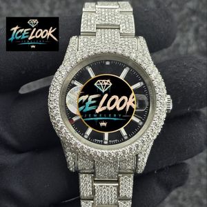 นาฬิกาข้อมือหรูหรา Ice Look ระบบจักรกล Miyota หน้าปัดอนาล็อก ประดับเพชร สายสแตนเลสสตีล ระบบควอตซ์ สำหรับทุกเพศ - Product Image 4
