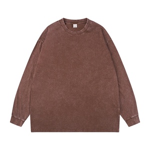 เสื้อยืดคอกลมแขนยาวทรงโอเวอร์ไซส์สำหรับผู้ชาย ผ้าฝ้าย 100% หนา 270 กรัม ขายส่ง ทรงหลวม ไหล่ตก ปลายแขนแบบริบ - Product Image 4