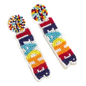 Pendientes Colgantes de Cuentas de Vidrio Hechos a Mano con Forma de Flor, Diseño Cristiano Personalizado, Color Sencillo, Estilo Deportivo, Moda de Invierno para Maestros - Product Image 6