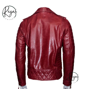 Veste de moto en cuir d'agneau rouge pour homme, faite à la main, de qualité supérieure, pour motard - Product Image 3