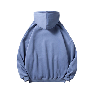 Sweat-shirt à capuche unisexe surdimensionné avec fermeture éclair, bleu uni, 100% coton, molleton français respirant, doublure polaire décontractée, poche intégrée, 280g - Product Image 2