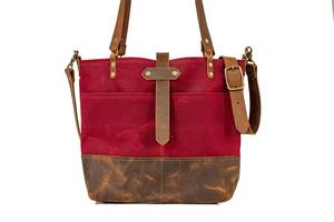 Bolso Tote de Lona Encerada con Correa de Cuero Vintage, Cierre de Cremallera, Gran Capacidad para Viajes y Uso Diario - Product Image 2