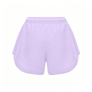HAMSUB INDUSTRY Women's Lavender Mid Knitted 100% Cotton Anti-Wrinkle Shorts Drawstring <b>Elastic</b> <b>Waist</b> Regular Fit Casual Solid - Product Image 2