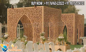 Mandap de mariage intérieur moderne et élégant avec dôme, blanc et argenté, nouvelle arrivée, cadre en bois léger pour événements aux États-Unis - Product Image 5