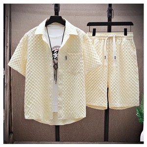 ชุดเซ็ตสองชิ้นลำลองสำหรับผู้ชาย OEM เสื้อแขนสั้น กางเกงขาสั้น ผ้าระบายอากาศ แห้งเร็ว พิมพ์ลาย โพลีเอสเตอร์ 100% ไซส์ใหญ่ - Product Image 6